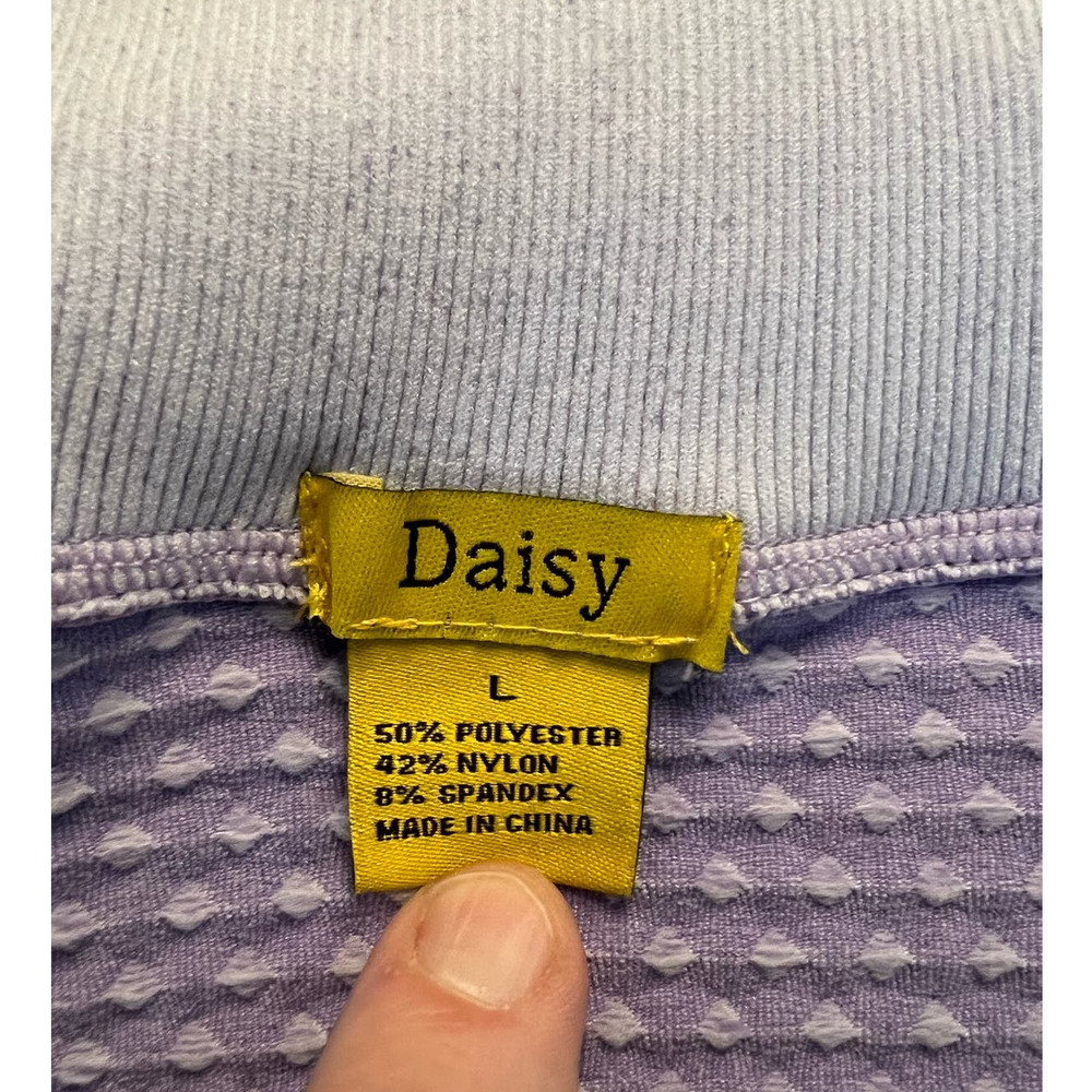 Daisy Lavender Cropped Athletic Jacket Womens L Zip Front Thumbhole Activewear - Picture 6 of 9